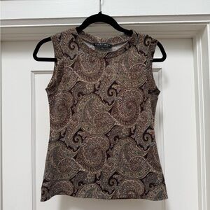 Brown and Cream Fitted Sleeveless Tank Top